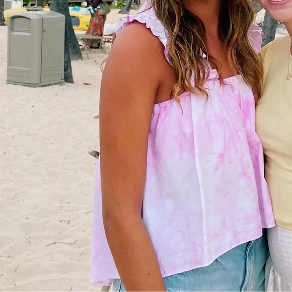 ZARA pink tie-dye top, size S - Picture 2 of 3